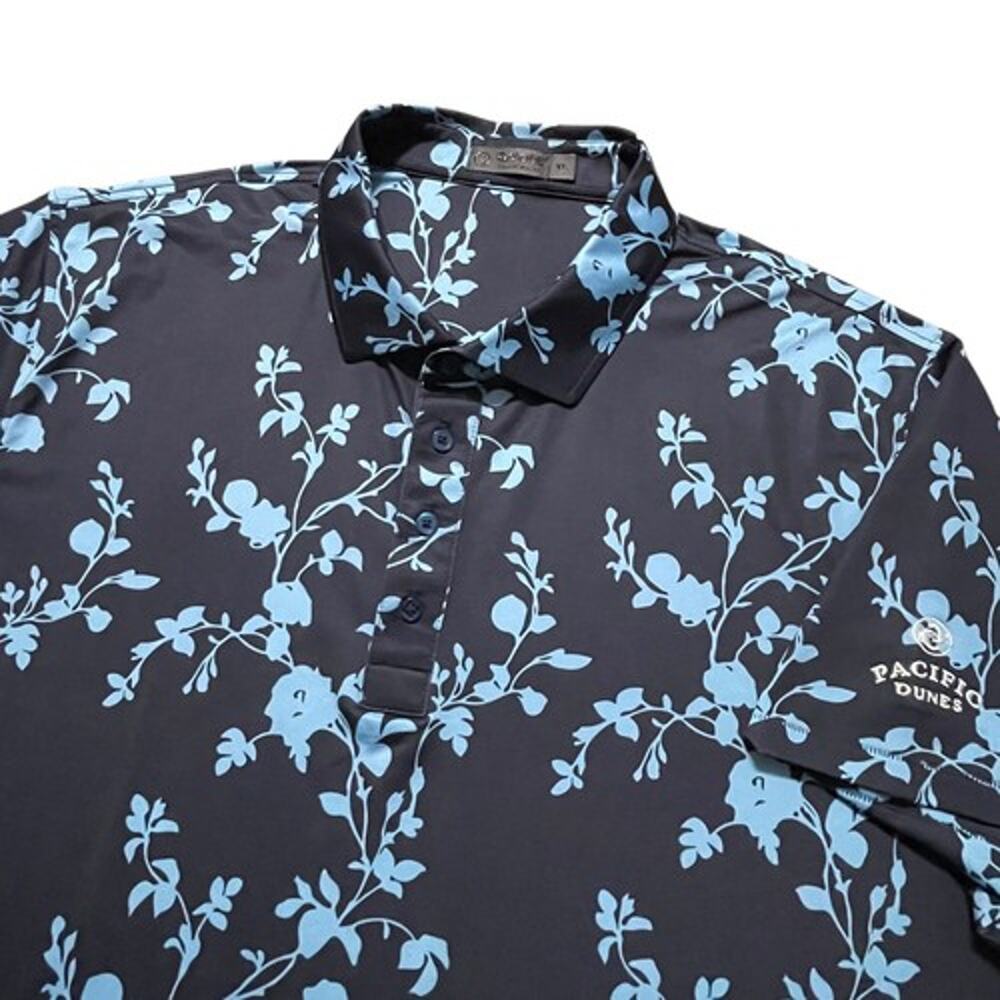NWOT G/Fore Polo Shirt Mens XL Navy Blue Floral Pacific Dunes Golf Club Bandon